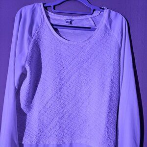 Calvin Klein Top Size Small White Long Sleeve Scoop Neck Lined Texture Women
